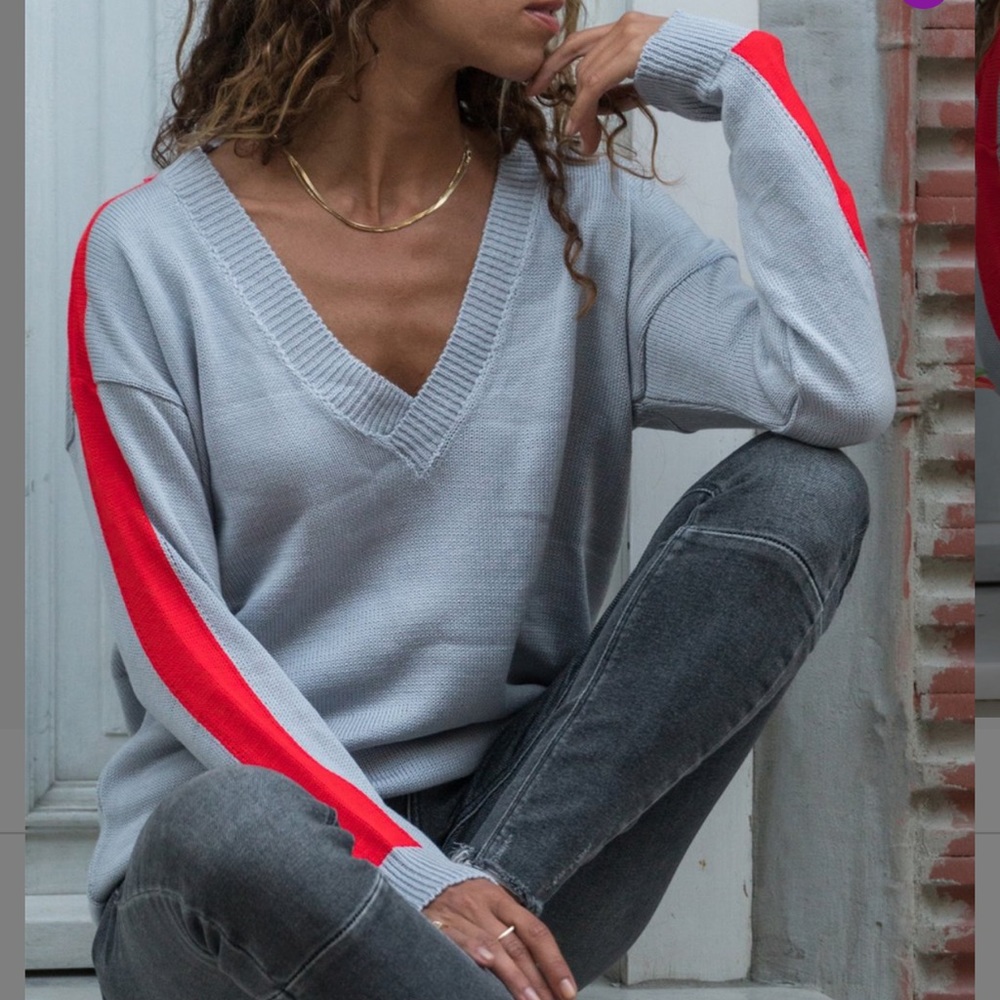 Red and Gray Women’s Sweater
